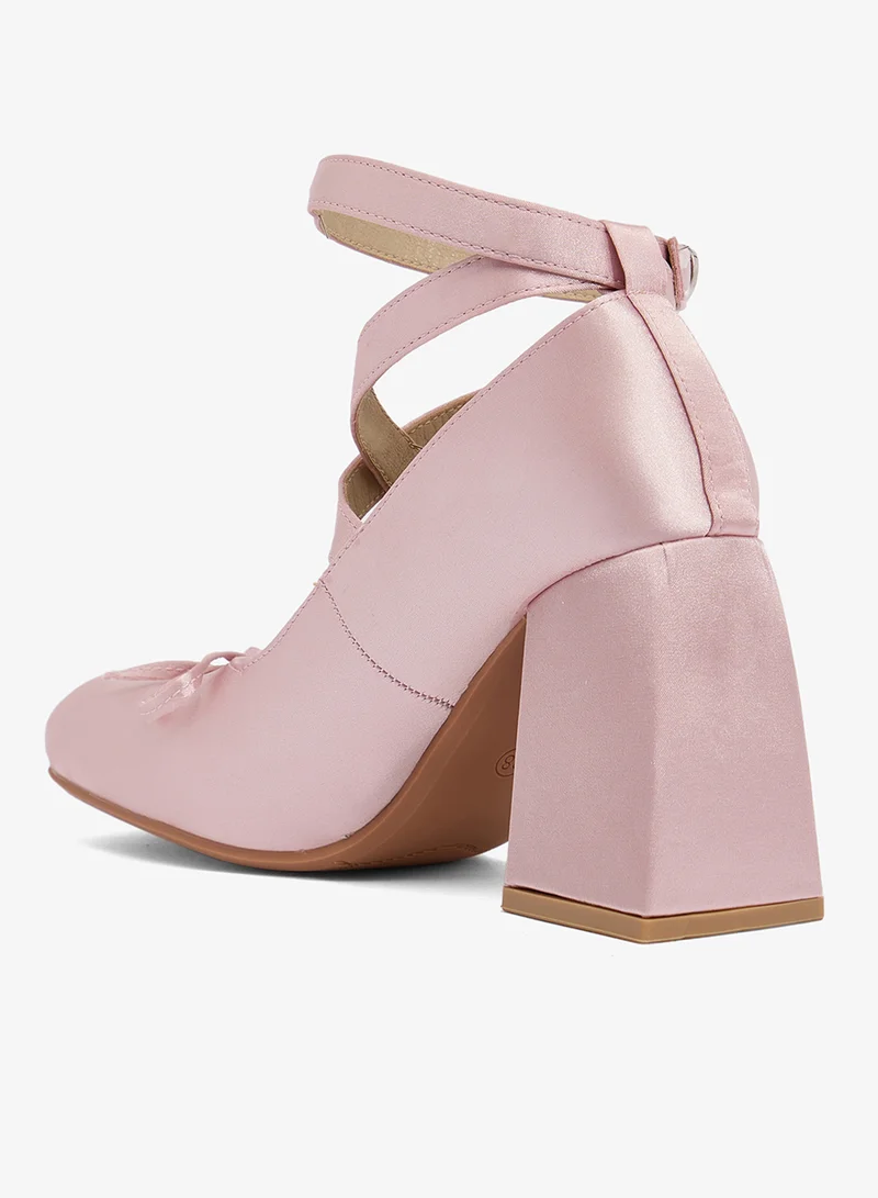 ELLA Pink Ballet High Heel Sandals Wrap Around for Women | Best Price UAE